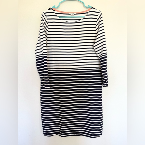 Boden White Navy Stripe Dress Sz 14 L $129 - Picture 2 of 4